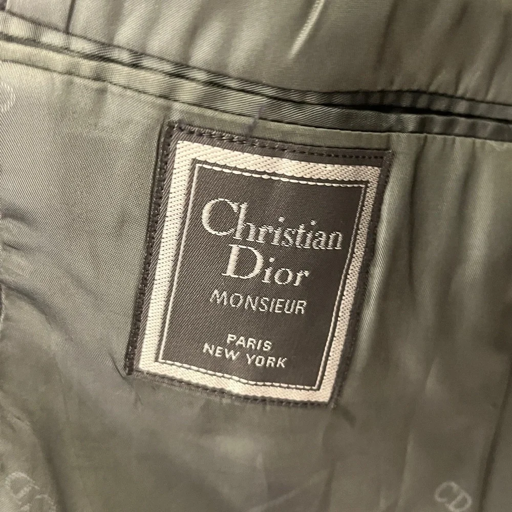 Vintage Christian Dior Monsieur Dark Gray Double Breasted Wool Blazer 42 Long